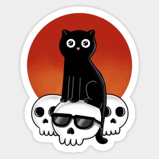 Cat and skulls Sticker